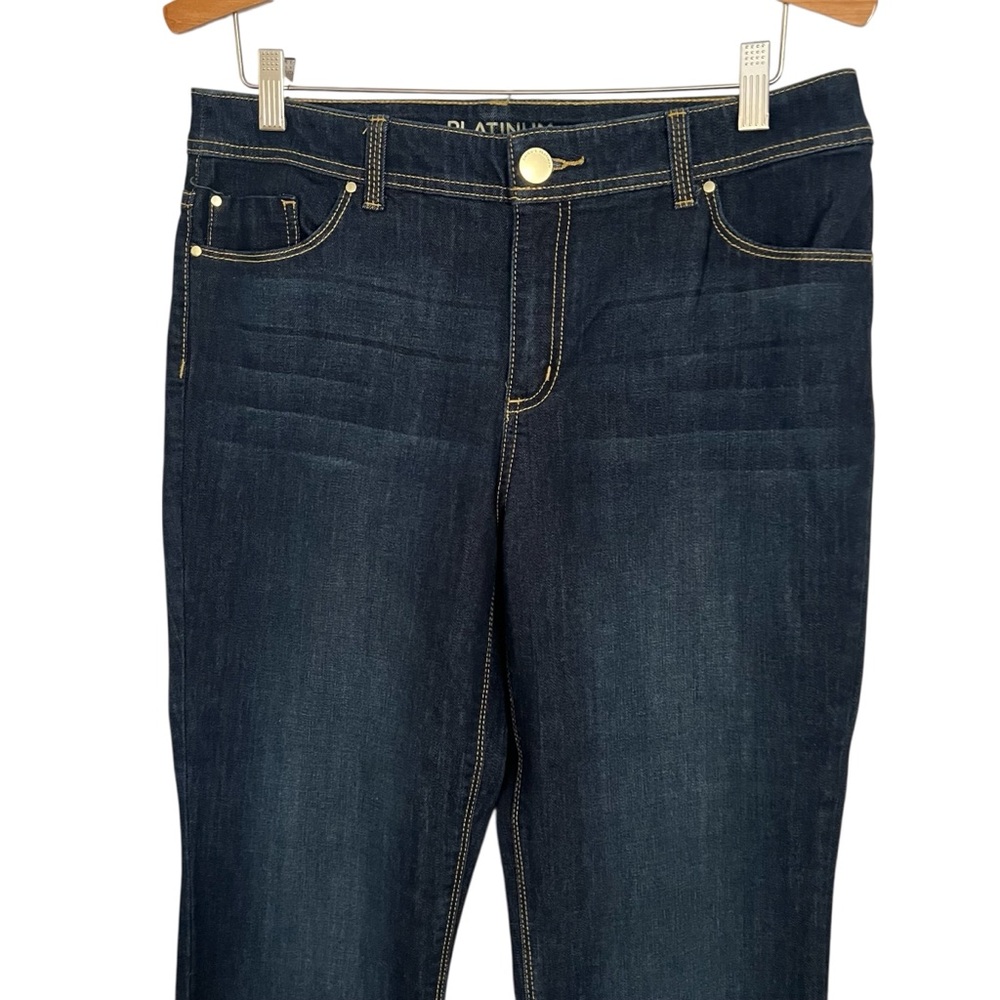 Chico's Platinum Dark Indigo Straight Leg Jeans C202 - Picture 2 of 6